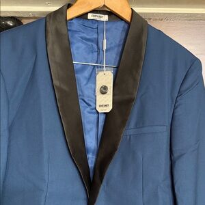 Elegant Blue Tuxedo with Black Lapel